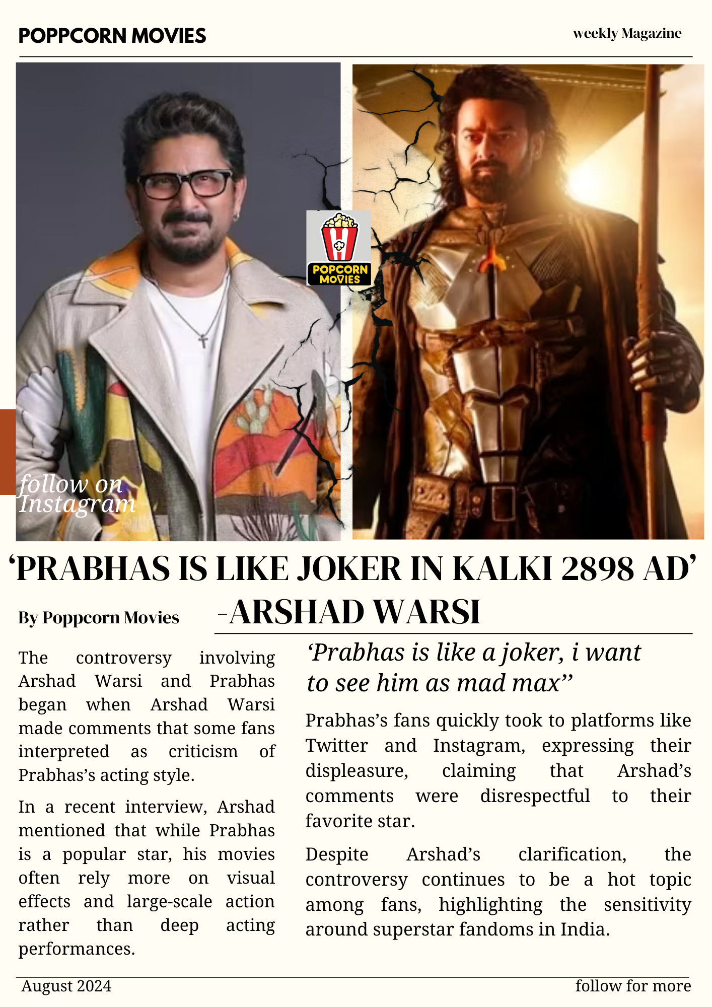 Arshad Warsi and prabhas controversy